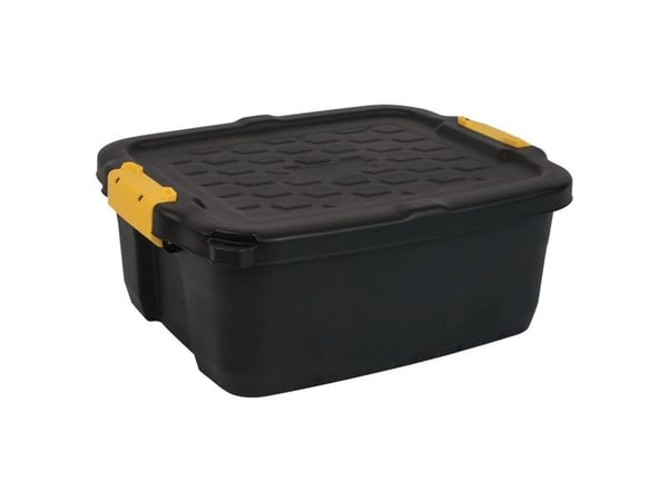Opbevaringkasse Strata heavyduty m/låg 24l sort