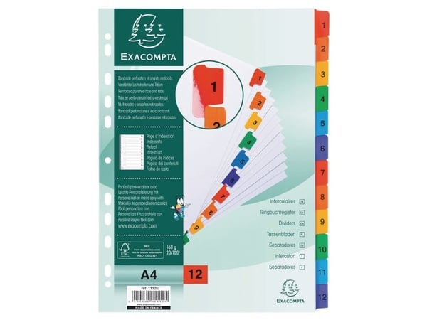 Exacompta 1112E, Valkoinen, Kartonki, A4, 160 g/m²