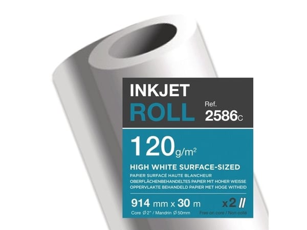Plotterpaperi clairefontaine 120 g, 914 mm x 30 m, pakke med 2 ruller