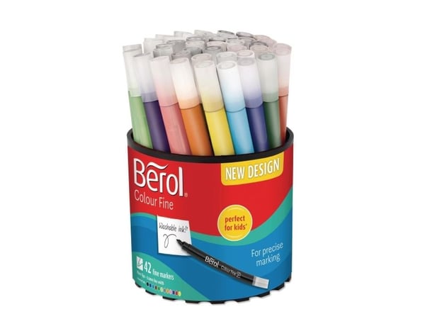 Kuitumerkit Berol Colourfine, eri värejä, 42 kpl.
