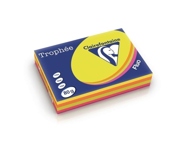 Värillinen paperi trophée, a4, 80g, ass. neonvärit 1705, 4x125 arkin pakkaus