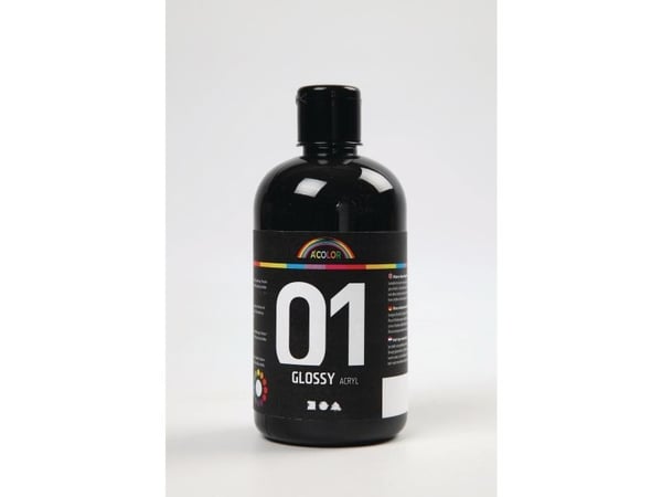 Akrylfärg A-Color 01 blank svart 500 ml