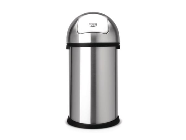 Affaldsspand, Brabantia Push Bin, stål, 60 l, HxØ: 81 x 40,5 cm, sølvfarvet