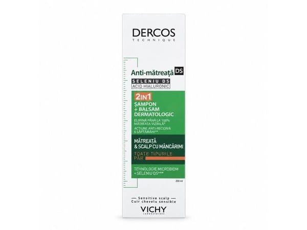 Vichy Dercos flassjampo 2-i-1 med balsam, 200 ml