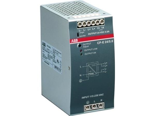 ABB CP-E 24/5.0, Innendørs, 115/230 V, 47 / 63 Hz, 120 W, 24 V, 5 A