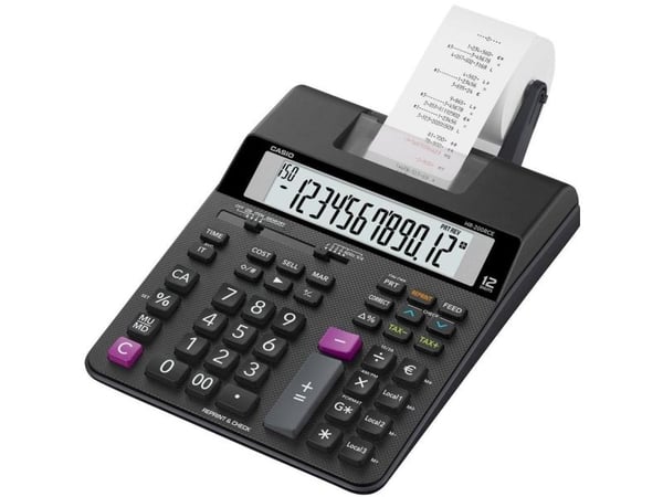 Strimmelregner Casio HR-200RCE Euro m/stort 12 cifret display