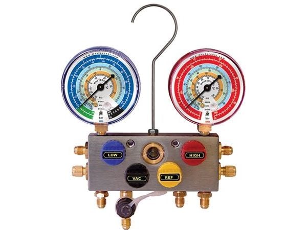 Mastercool Analog 4-vejs manifold Ø80 for R32, R410a, R407C, R22