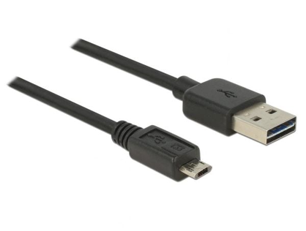 Delock - USB-kabel - USB (hann) til Micro-USB type B (hann) - USB 2.0 - 3 m - reversible kontakter - svart