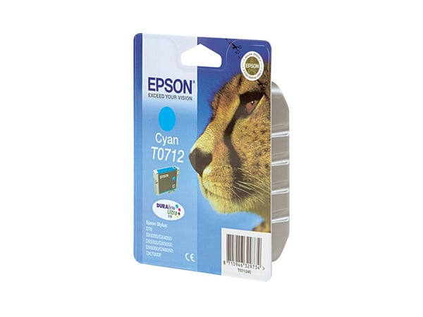 Epson T0712 - 5.5 ml - cyan - original - blekkpatron - for Stylus DX9400, SX115, SX210, SX215, SX218, SX415, SX515, SX610; Stylus Office BX310, BX610