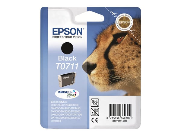 Epson T0711 - 7 ml - svart - original - blekkpatron - for Stylus DX9400, SX115, SX210, SX215, SX218, SX415, SX515, SX610; Stylus Office BX310, BX610