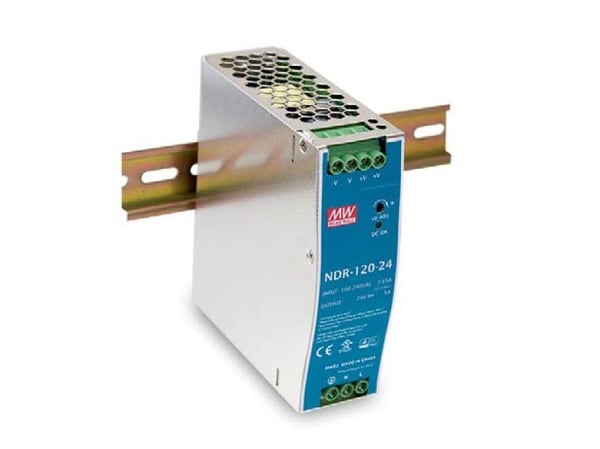 MEAN WELL NDR-120-24, 120 W, 90 - 264 V, Metallinen, RoHS, 126 mm, 40 mm