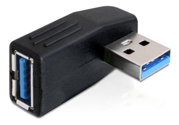 Delock - USB-sovitin - USB Type A (han) til USB Type A (hun) - USB 3.0 - 90° stikforbindelse - sortti