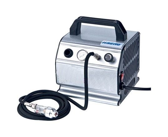 Airbrush-kompressor med luftslang och mini-filter