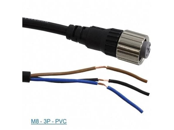 Anturikaapeli PVC M8 M8 3-nastainen naaras suora 10 metriä XZCPV0566L10