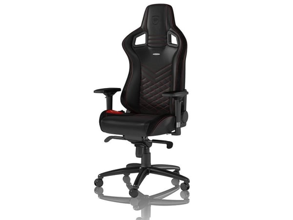 Noblechairs EPIC - Stol - ergonomisk - armlener - roterende - nylon, polyuretan, skumplast, polyuretan fauxlær - svart, rød