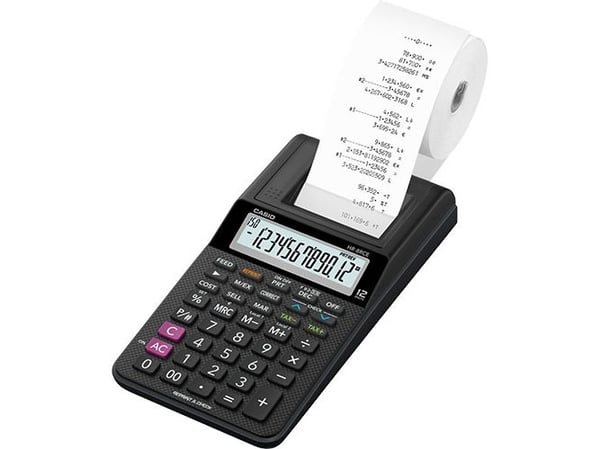 Strimmelregner Casio HR 8RCE Euro m/stort 12-cifret display