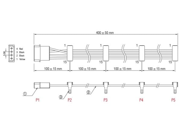 DeLOCK - Strømforsyningsadapter - 4-PIN intern strøm (P) til SATA strøm (R) - 40 cm - mange farver