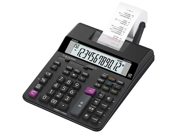 Strimmelregner Casio HR-200RCE Euro m/stort 12 cifret display