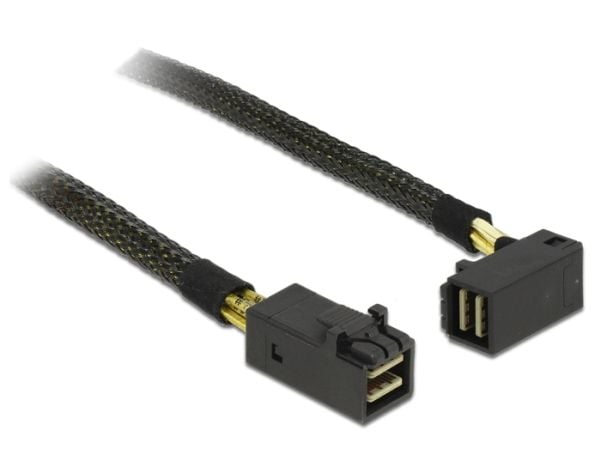 Delock - SAS intern kabel - SAS 12Gbit/s - 4 x Mini SAS HD (SFF-8643) (hann) rett til 4 x Mini SAS HD (SFF-8643) (hann) vinklet - 50 cm