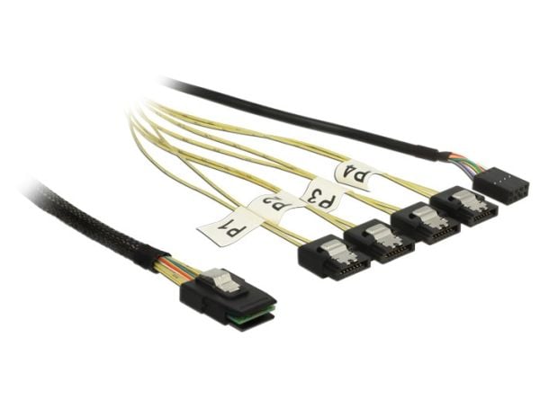 Delock - SATA/SAS-kabel - SAS 6Gbit/s - Mini SAS (SFF-8087) til SATA, sidebånd - 1 m