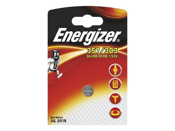 Batteri Energizer knappcelle 1,5v sølvoxid 357/SR44