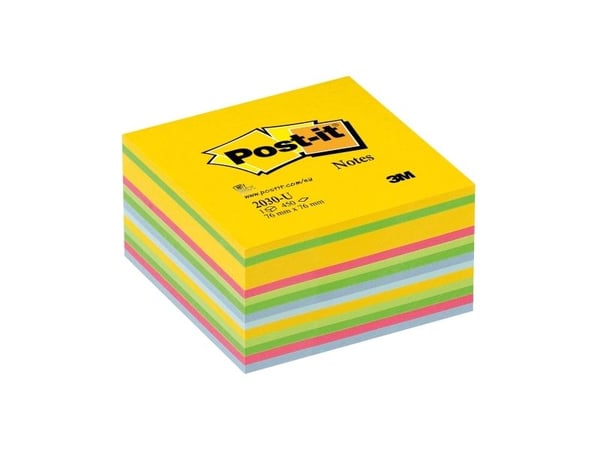 Post-it 2030-U - Kubisk notisblokk - 76 x 76 mm - 450 ark - assortert