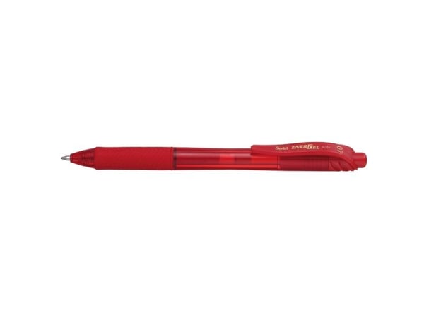 Gelpen, Pentel EnerGel X BL107, 0,7 mm, medium, rød, pakke a 12 stk