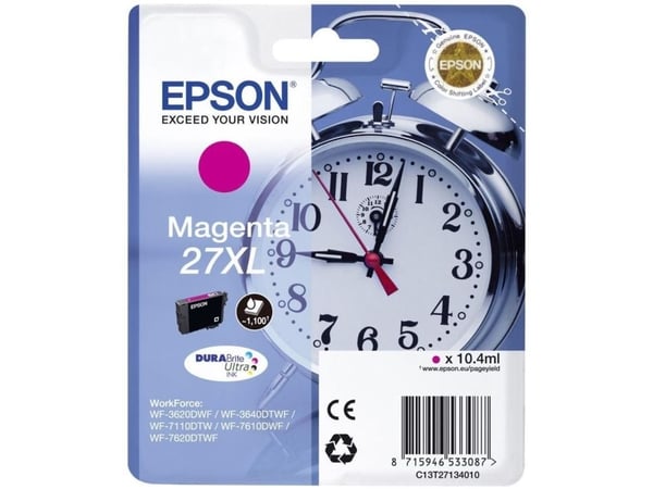 Epson 27XL - 10.4 ml - XL - magenta - original - blekkpatron - for WorkForce WF-3620, WF-3640, WF-7110, WF-7210, WF-7610, WF-7620, WF-7710, WF-7715...