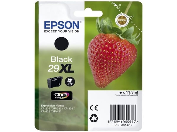 Epson 29XL - 11.3 ml - XL - svart - original - blære med RF/lyd-alarm - blekkpatron - for Expression Home XP-235, 245, 247, 255, 332, 335, 342, 345...