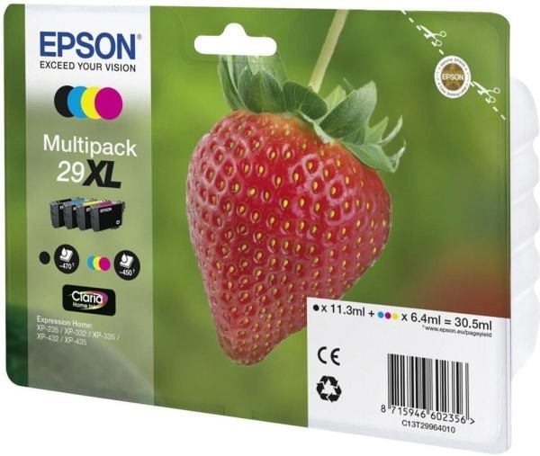 Epson 29XL Multipack - 4-pack - 30.5 ml - XL - svart, gul, cyan, magenta - original - blære med RF/lyd-alarm - blekkpatron - for Expression Home XP...