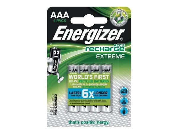 Genopladelige batterier Energizer NIMH AAA, pakke a 4 stk.