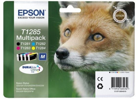 Epson T1285 Multipack - 4-pack - svart, gul, cyan, magenta - original - blære med RF/lyd-alarm - blekkpatron (alternativ for: Epson T1285) - for St...