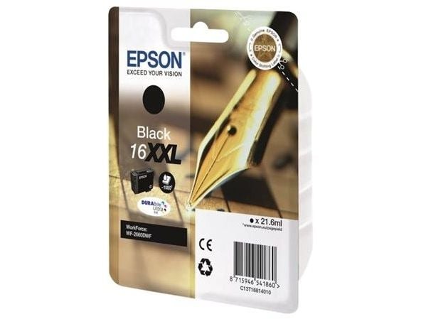 Epson Singlepack Black 16XXL DURABrite Ultra Ink, Erittäin (Super) korkea värintuotto, Väriainepohjainen muste, 21,6 ml, 1000 sivua, 1 kpl