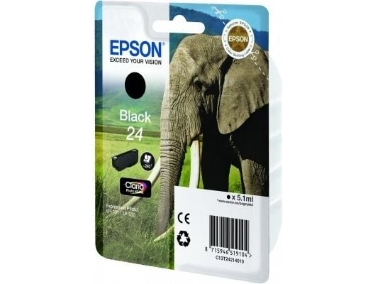 Epson 24 - 5.1 ml - svart - original - blære med RF-alarm - blekkpatron - for Expression Photo XP-55, 750, 760, 850, 860, 950, 960, 970; Expression...