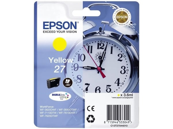 Epson 27 - 3.6 ml - gul - original - blekkpatron - for WorkForce WF-3620, WF-3640, WF-7110, WF-7210, WF-7610, WF-7620, WF-7710, WF-7715, WF-7720