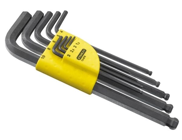 STANLEY vinkelskrujern-sett 1,5 mm, 2 mm, 2,5 mm, 3 mm, 4 mm, 5 mm, 6 mm, 8 mm, 10 mm 9 deler