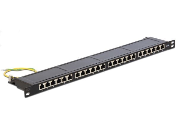 Delock - Koblingspanel - CAT 6 - RJ-45 X 24 - kullsort, RAL 9005 - 0.5U - 19"