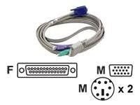 HP - Tastatur / video / musekabel (KVM) - DB-25 (hunn) til PS/2, HD-15 (VGA) (hann) - 3.66 m