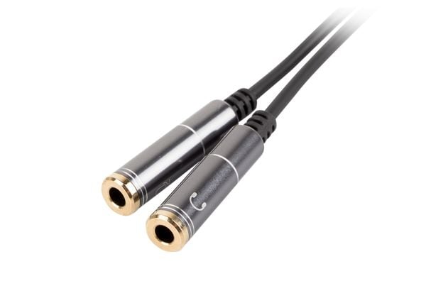 GENESIS A20, 3.5mm, Hankjønn, 3.5mm, Hunkjønn, 0,2 m, Sort, Sølv