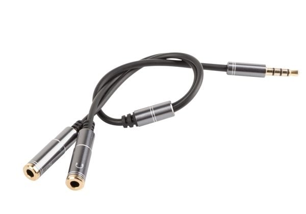 GENESIS A20, 3.5mm, Hankjønn, 3.5mm, Hunkjønn, 0,2 m, Sort, Sølv