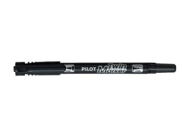 Permanente markere, PILOT Twin Marker, 0,3/0,5 mm, sort, pakke med 10 stk