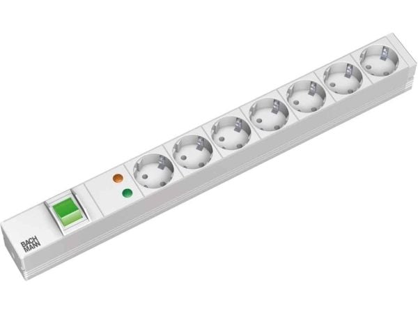 Bachmann 7x Schuko, 2m, 2 m, Tyyppi F, Muovi, Harmaa, Muovi, 7 AC-pistorasia(a)