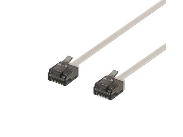 DELTACO - Koblingskabel - RJ-45 (hann) til RJ-45 (hann) - 5 m - UTP - CAT 6a - formstøpt, flat - grå