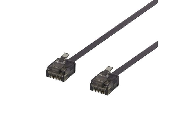 DELTACO - Koppeledning - RJ-45 (hann) til RJ-45 (hann) - 5 m - UTP - CAT 6a - halogenfri, formet, flat - svart