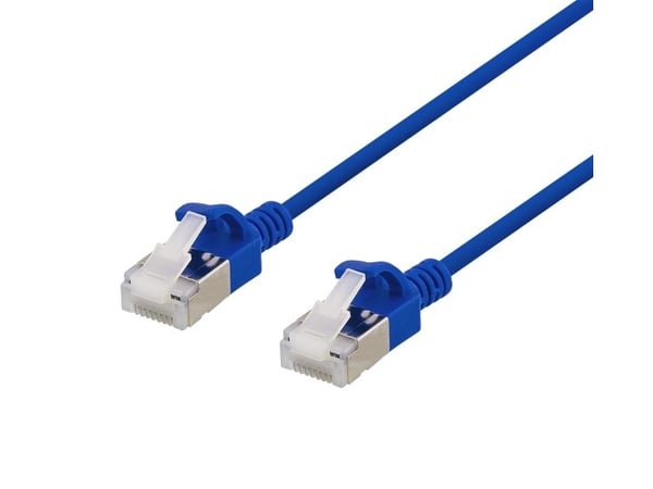 DELTACO - Koblingskabel - RJ-45 (hann) til RJ-45 (hann) - 50 cm - U/FTP - CAT 6a - halogenfri, formstøpt, uten hindringer - blå