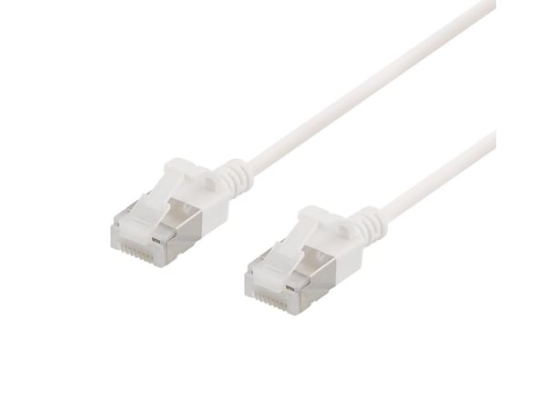 Deltaco U/FTP Cat6a laitekaapeli, ohut, läpimitta 3,8mm, 1,5m, valk., 1,5 m, Cat6a, U/FTP (STP), RJ-45, RJ-45, Valkoinen