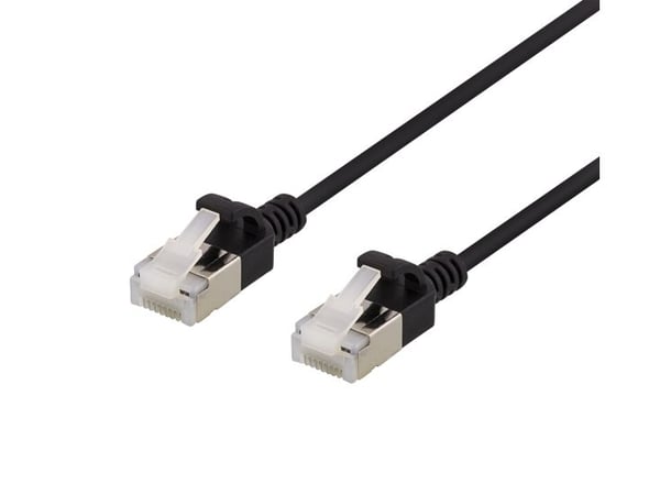DELTACO - Liitäntäkaapeli - RJ-45 (uros) RJ-45 (uros) - 3 m - U/FTP - CAT 6a - halogeeniton, valettu, solmuvapaa - musta - musta