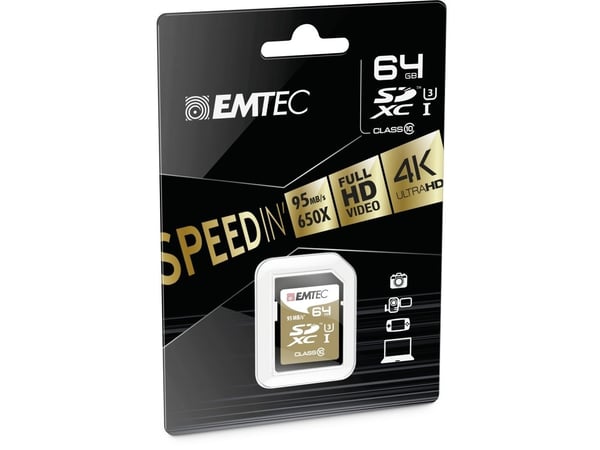EMTEC SpeedIN' - Flashminnekort - 64 GB - UHS Class 3 / Class10 - SDXC UHS-I