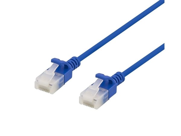 Deltaco U/UTP Cat6a laitekaapeli, ohut, läpimitta 3,5mm, 1m, sininen, 1 m, Cat6a, U/UTP (UTP), RJ-45, RJ-45, Sininen