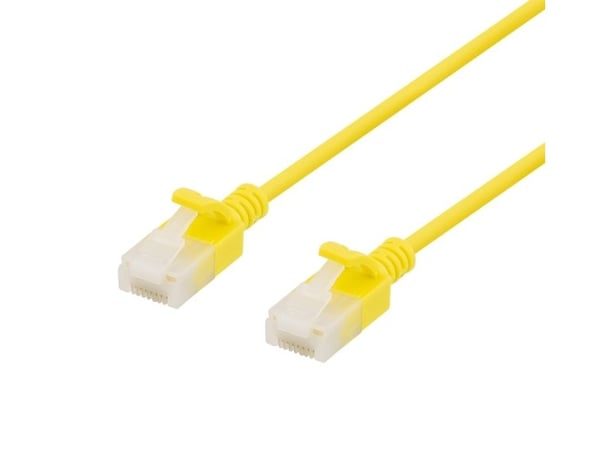 Deltaco U/UTP Cat6a laitekaapeli, ohut, läpimitta 3,5mm, 1m, keltainen, 1 m, Cat6a, U/UTP (UTP), RJ-45, RJ-45, Keltainen